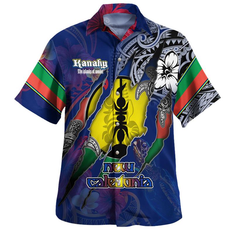 Harajuku Summer New 3D New Caledonia Flag Printing Shirts Nouvelle-Calédonie Emblem Graphic Short Shirts Men Fashion Clothes Top