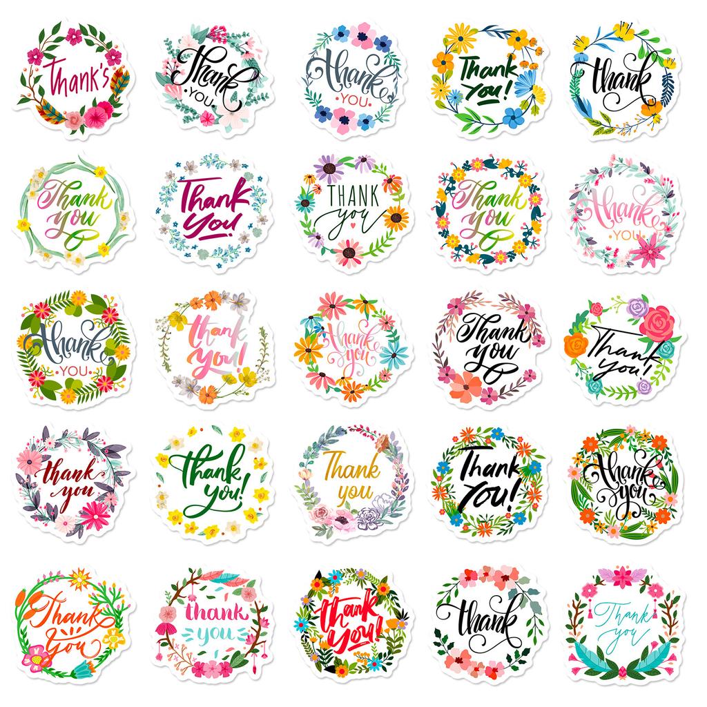 50 Thank You Stickers, English Stickers, Sealing Stickers, Baking Gifts, Holiday Stickers, Thank You.