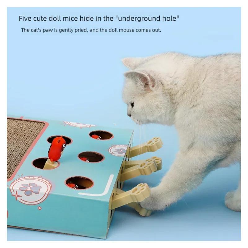 Interactive Whack A Mole Cat Toy Corrugated Cardboard Scratcher Multi Functional Grinding Claws Anti Scratch Pet Toy Supplies