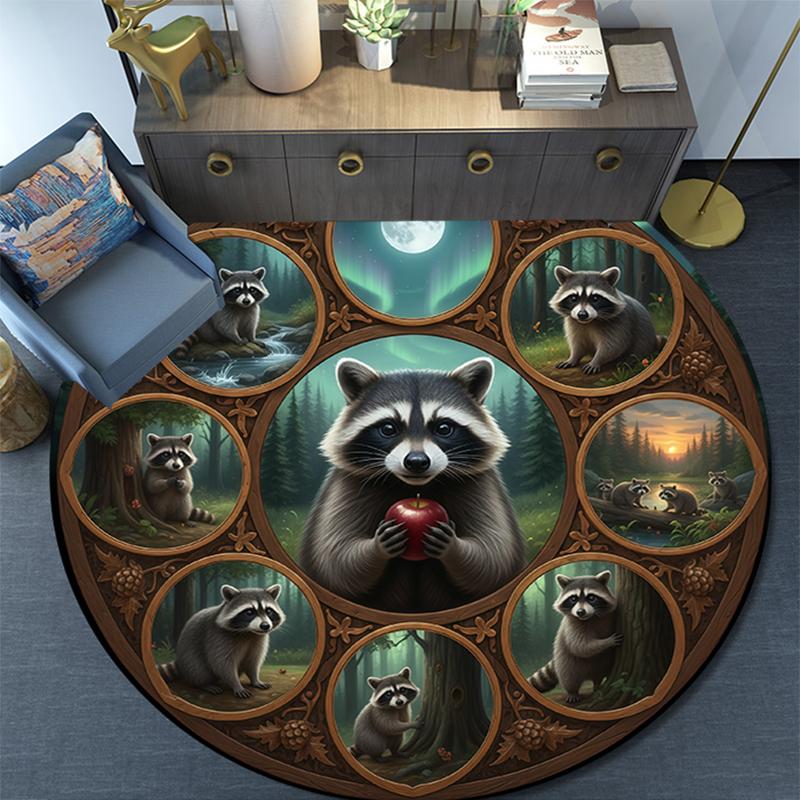 Tappeto Rotondo con Stampa Cartoon, Tappeto per Soggiorno Camera da Letto Divano Sala Giochi Decorazione, Tappetino Antiscivolo