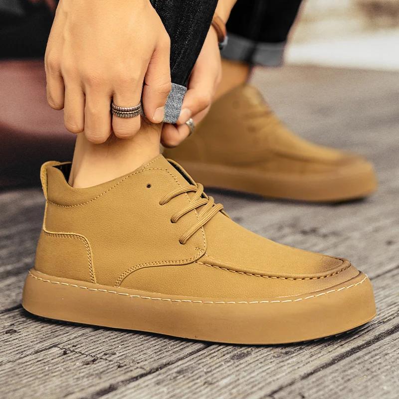 2024 Casual Leather Shoes Italian Lacing Versatile Casual Shoes Luxury Brand Men's Casual British Retro Men's Shoes Size38-44