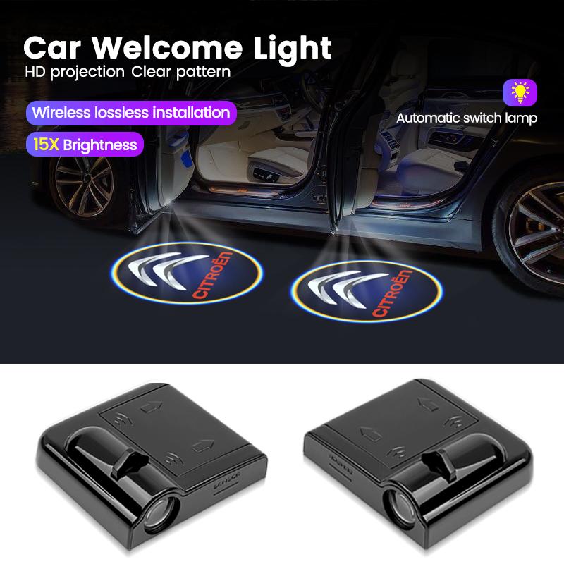 1/2Pcs Car Door Welcome Laser Led Projector Wireless Logo Light Accessories For Citroen C3 C5 AIRCROSS C5X C4 Cactus e-C4 X e-C3