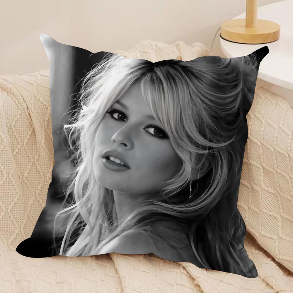 French Star B-Brigitt-e B-Bardot Cushion Cover Soft Plush Fabric Double-Sided Printed Cushion Covers for All Seasons Home Decor
