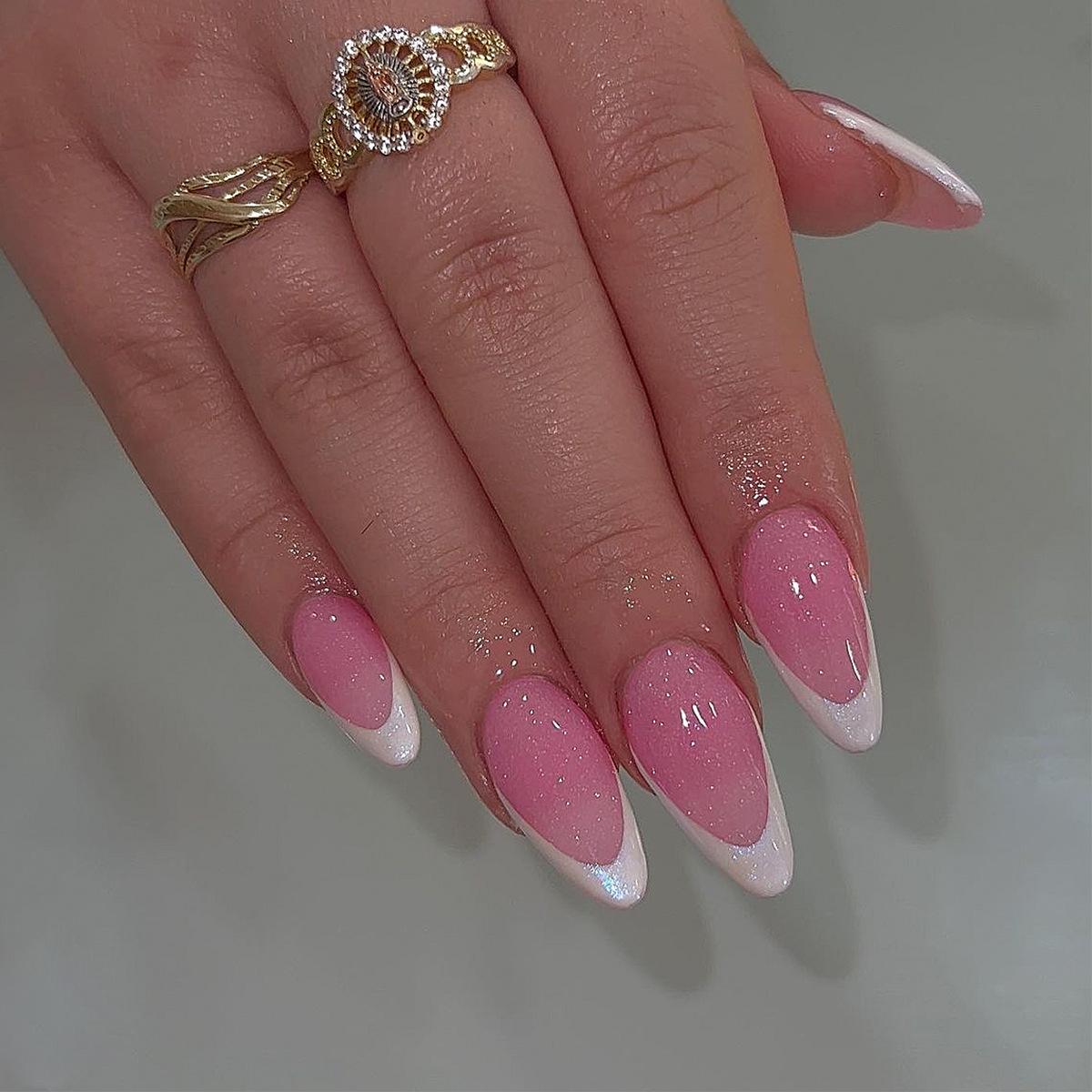 

Minimalist White French Glitter Nail Art Patches - Removable Wearable False Nails