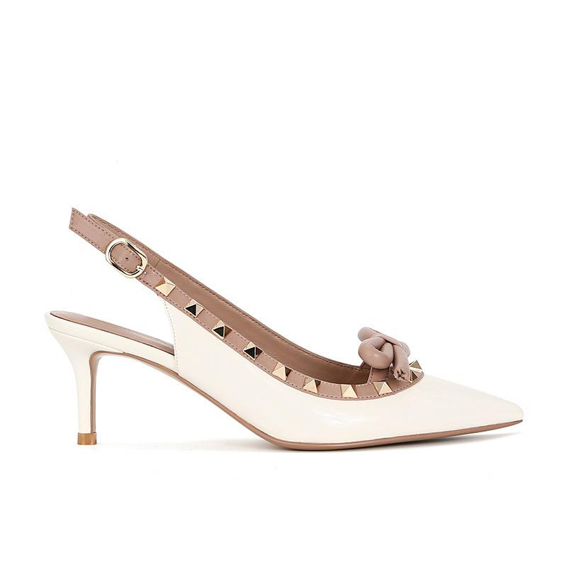 

Sheepskin Su Yinyin, the same pointed shoes, bow, willow nails, stiletto, bag head, empty sandals, women s commuter shoes 40