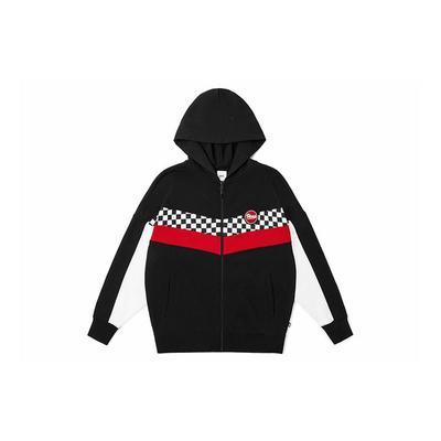 Vans American Vintage Black And White Checkerboard Patchwork Hooded Zip-Up Jacket Unisex Jacket VN0A4UTOBLK