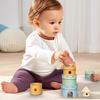 1 Set Baby Stacking Toy Smooth Edge Safe No Odor Anti-cack Silicone Chewable Castle Shape Color Cognition Promote Hand-eye Coordination Number