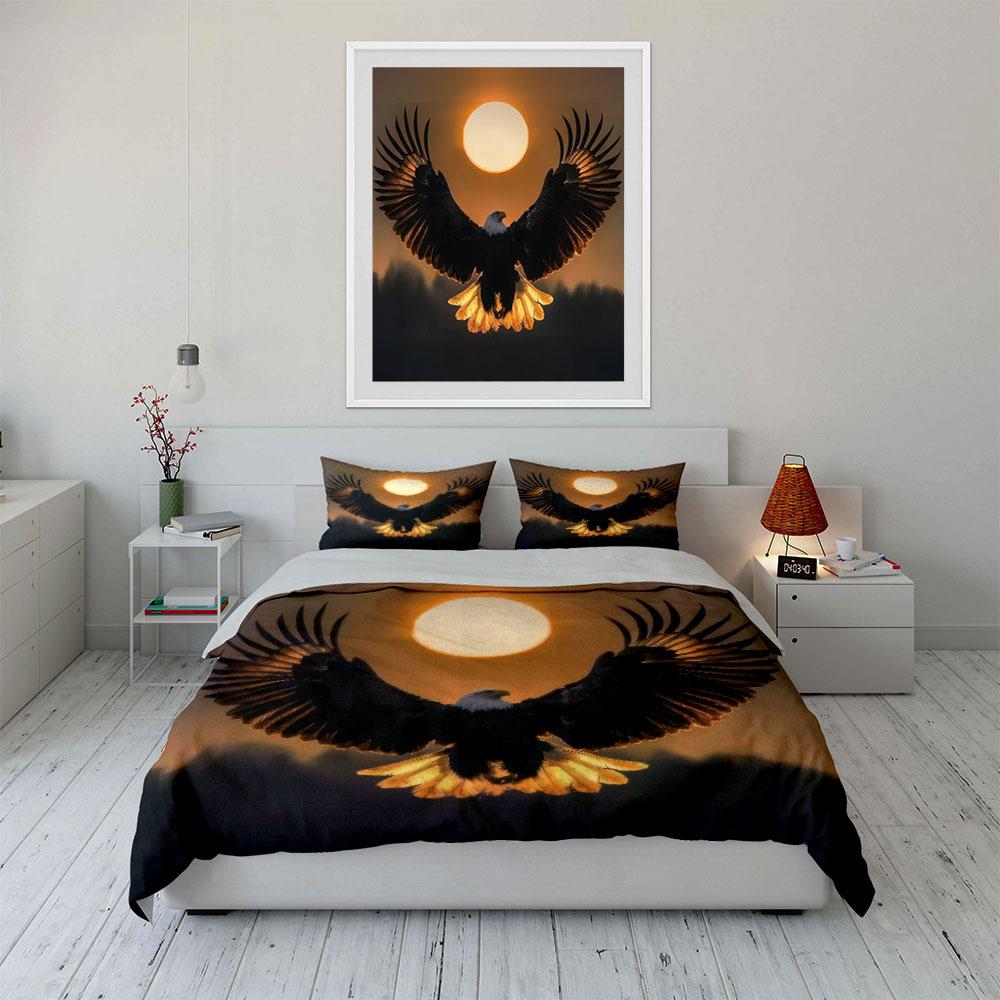 Eagle Sunset Art Decor Soft Comfortable Duvet Cover Bedding Set Included 1*Duvet Cover & 2*Pillowcases, Gift
