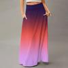 Women's Casual Leisure Foldable Gradient Print High Waist With Pocket Draped  Relaxed Long Maxi Skirt