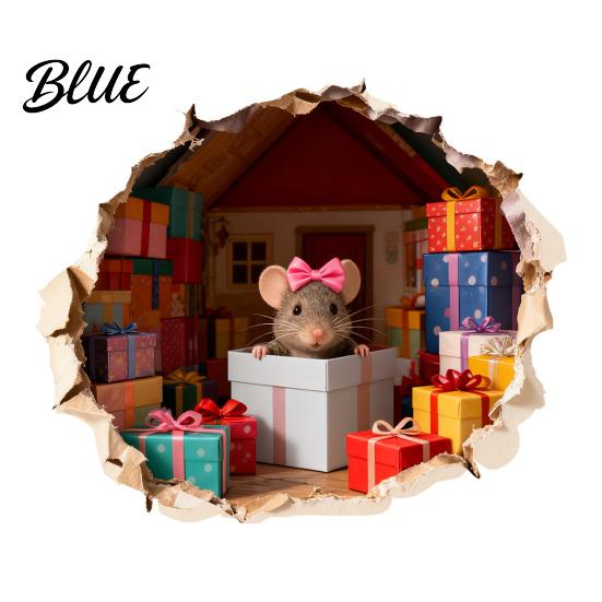 Creative Holiday Room Decorations Christmas Mouse Wall Sticker 3D Realistic Cute Illustrations Decal Home Decor Gifts Waterproof PVC Decorative for