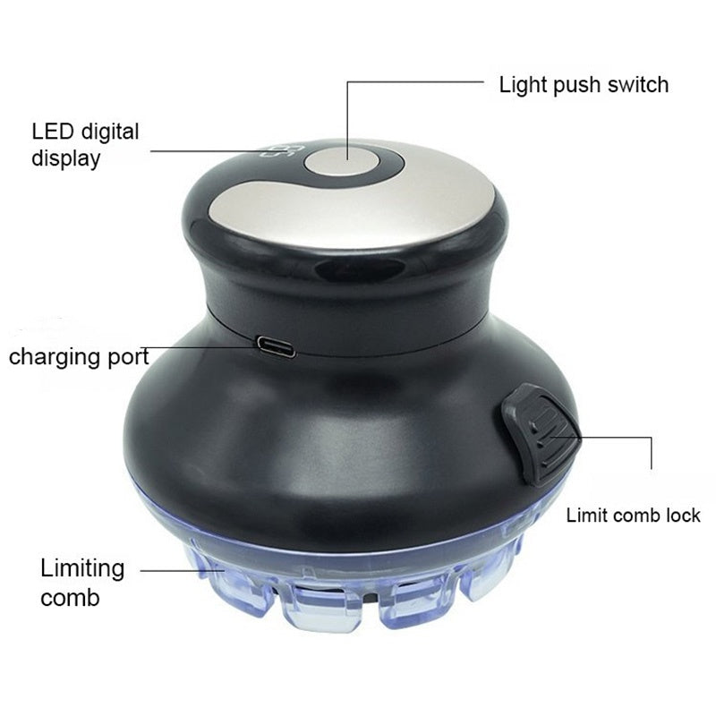 

Беспроводная круговая машинка для стрижки волос со светодиодным дисплеем, регулировка длины 3–12 мм, набор для самостоятельной стрижки, безопасная бритва для волос на 360°, триммер для волос для мужчин