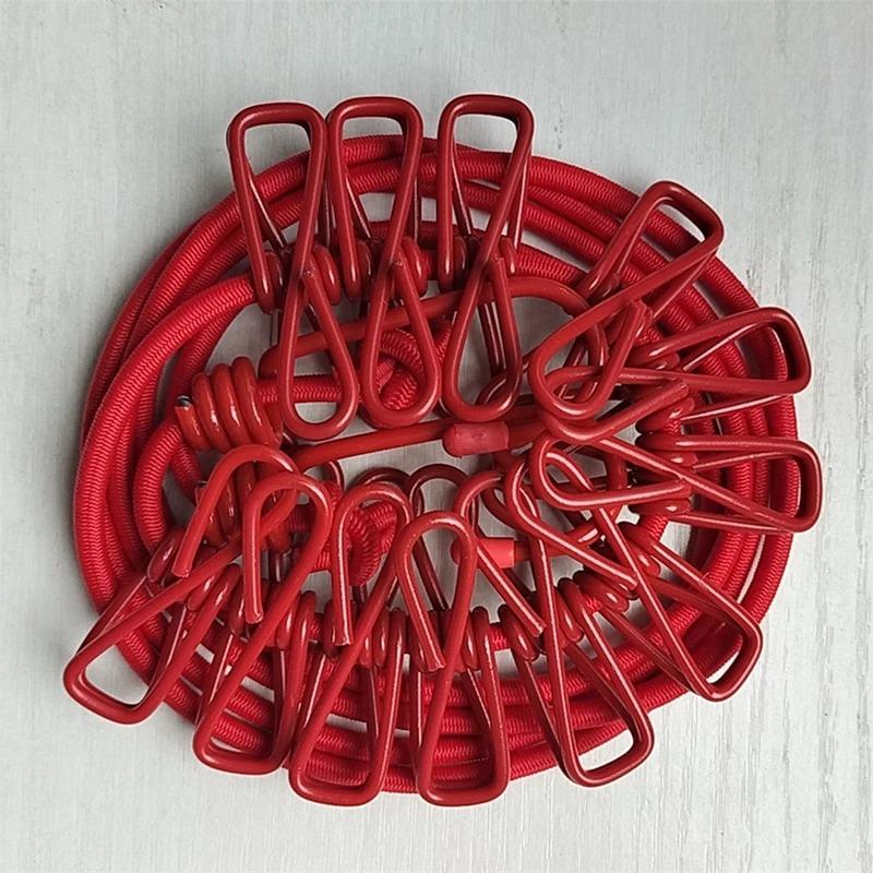 

Cloth Hanging Line for Outdoor Portable Clothing Clothesline with 12 Clips Retractable Laundry Dryer Clothes Rope Drying Rack 180cm