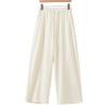 Johnature Women Vintage Straight Pants Summer Chinese Style Elastic Waist Trousers Casual Patchwork Loose Pants