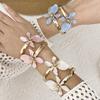 Multifunctional Adjustable Flower Shape Metal Bangle Bracelet Adjustable Diameter for Trendy Accessories and Gift Giving
