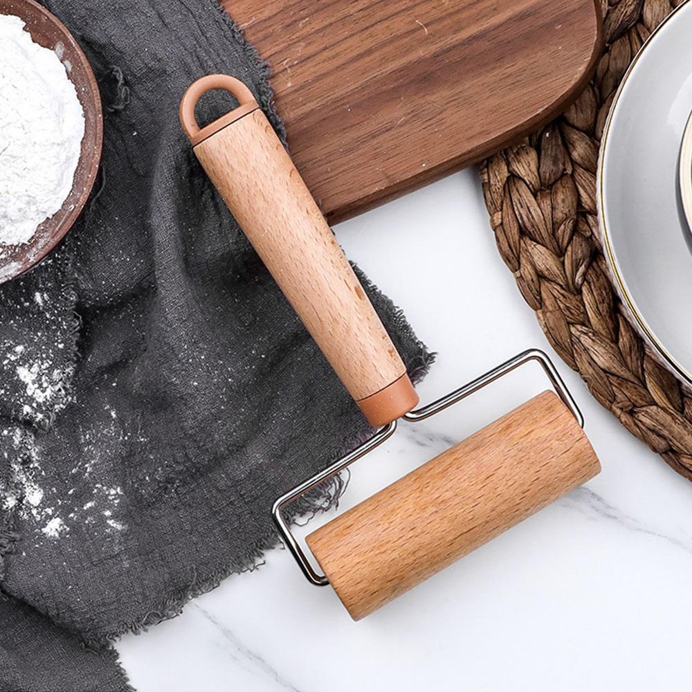 2pcs Easy To Clean Wood Dough Roller Ergonomic Handle Mini Pastry Roller  For Pizza Cake Bread