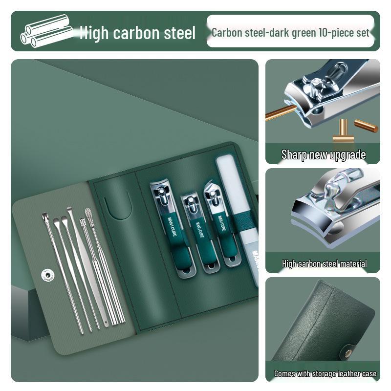 Gradient Nail Clippers Set - 10-Piece Manicure Tools in PU Leather Case, Portable & Stylish
