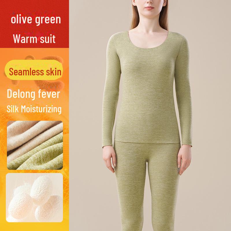 

Женский комплект термобелья из кашемира и шелка: Немецкий бархат, плотный, уютный, базовые вещи для осени и зимы. 4XL