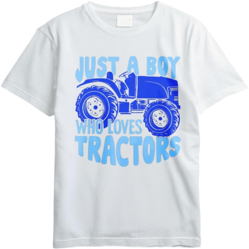 Short Sleeve Shirt Soft Boys Crew Neck Tshirt Unisex Just A Boy Who Loves Tractors Hiphop For Him Tees Soft Cotton Tee