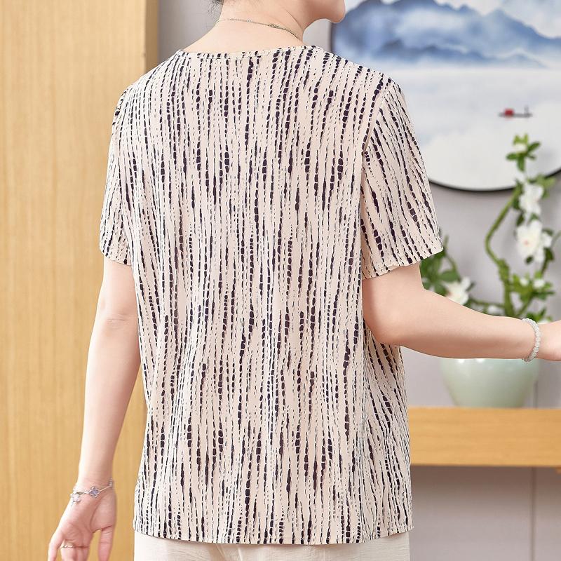 Plus Size 3XL-8XL Summer Casual Blouses for Women Tops Loose Vintage Clothes Oversize Short Sleeve Shirt