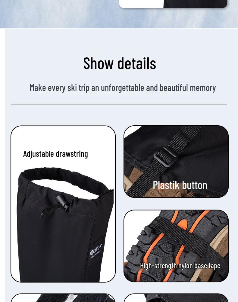 Water-Repellent Outdoor Gaiters: Snowproof, Sandproof & Mudproof Leg Protection for Mountain Climbing