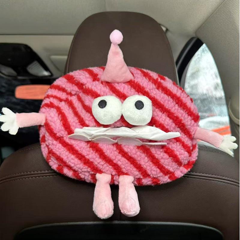 Creative Cartoon Car Plush Tissue Box - Hanging or Armrest Style