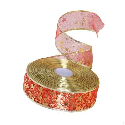 Christmas Ribbon Decorative 100yds Length 5cm Wide Wired Edge Ribbons Festival Gift Wrapping