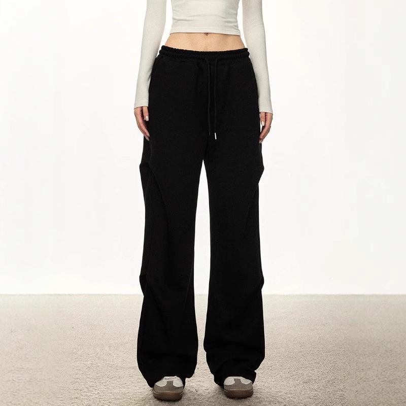 2025 Women's Solid Color Wide Leg Drawstring Casual Pants