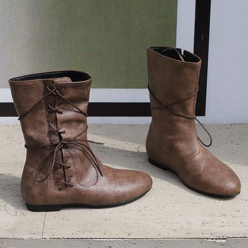 Women's Flat-bottomed Short Boots Autumn and Winter New Comfortable Large-size Casual Short Boots