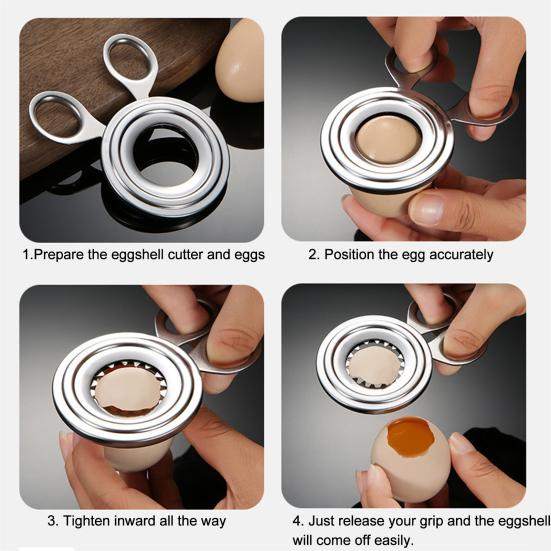 Stainless Steel Egg Cutter Opener Easy Egg Shell Remover Essential Kitchen Gadget for Cutting Eggshells Separating
