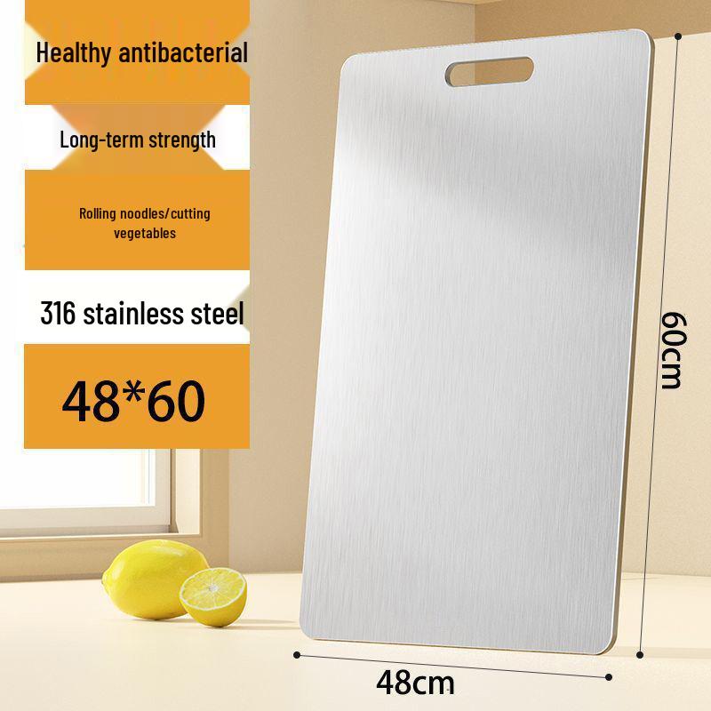 Double-Sided Antibacterial Stainless Steel Cutting Board - 316 Grade, Thick, Mildew-Proof, Large Kitchen Chopping Surface