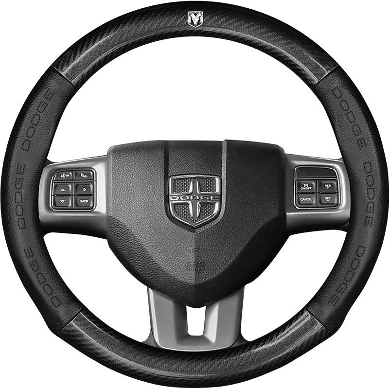 Dodge Lenkradbezug - Echtes Leder & Kohlefaser, Universelle Passform für alle Jahreszeiten