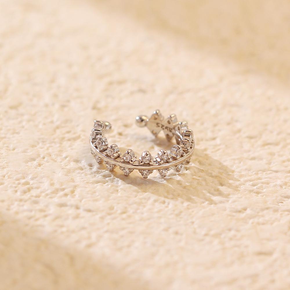 European & American Rhinestone Ear Cuff: S925 Sterling Silver, Full Rhinestone, Luxurious Clip-On, No Piercing Needed, Personalized Women's Earring