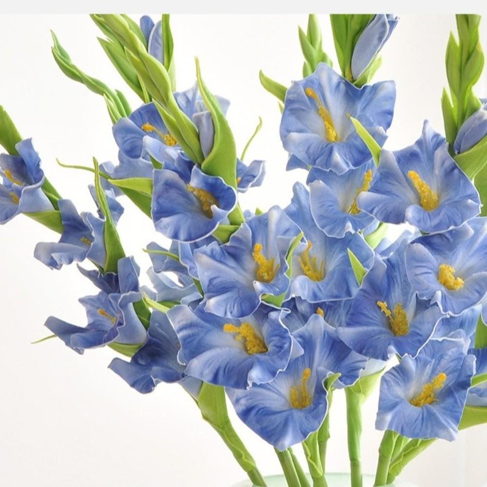 PU Material Artificial Gladiolus Branches Purple Gladiolus Bouquet Art PU Fake Flowers  DIY Crafts