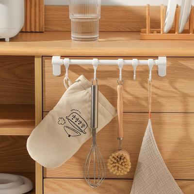 Plastic Towel Bar Hanging Holder Snap-On Cabinet Door Hanger Cabinet Towel Rag Rack  Bathroom