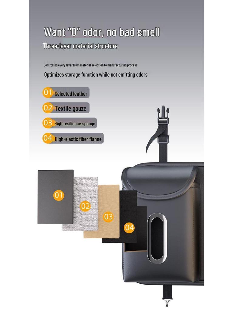 Car Hanging Trash Can and Storage Bag with Tissue Box Holder