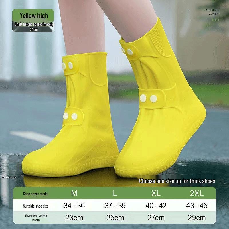 Wiederverwendbare Wasserdichte Silikon Anti-Rutsch Regenschuhüberzieher, Abriebfester High-Top Schutz für Damen und Kinder