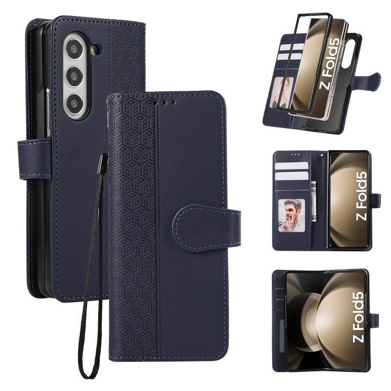 Leather Flip Phone Case for Samsung Galaxy Z Fold 7 6 5 4 3 5G Fold7 Fold6 Fold5 Wallet with Card Holder Protective Cover