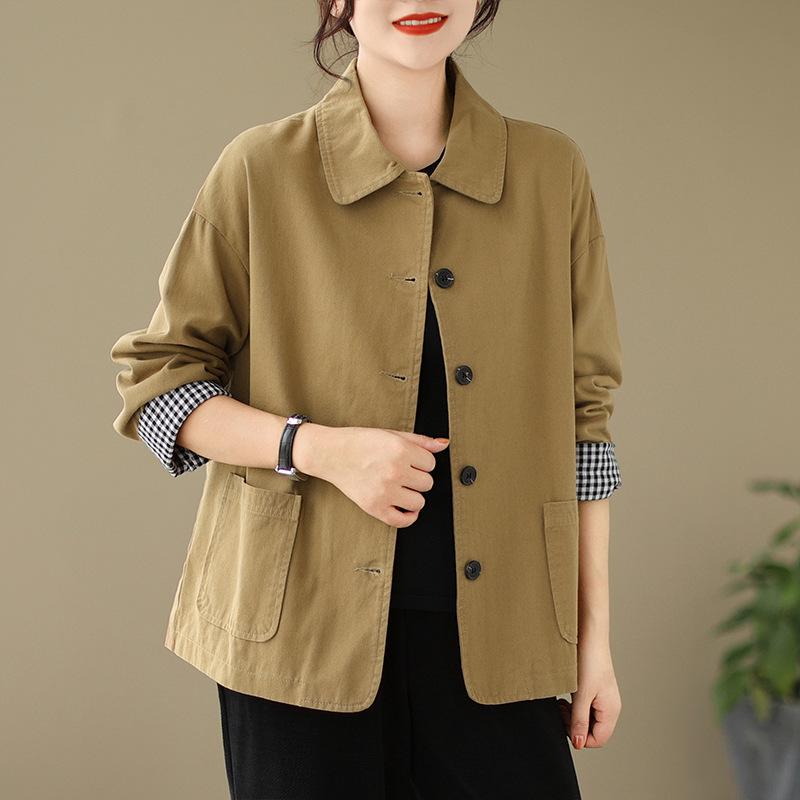 Women s Artistic Long Sleeve Polo Jacket - Loose Fit, Plus Size, Versatile for Spring and Autumn 2026 L