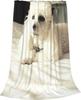 White Poodle Dog Flannel Throw Blanket Cute Pet Puppy Photo Print Soft Warm Blanket Dog Lover Home Decor