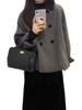 Korean Style Gray Woolen Coat for Women - High-End Autumn/Winter Hepburn Fashion 2025