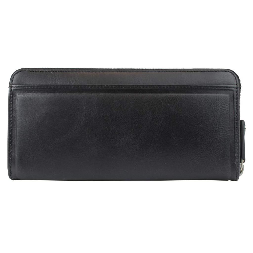 Police Edge Round Zipper Long Wallet with Coin Purse, PA-58002, Black, Size 10