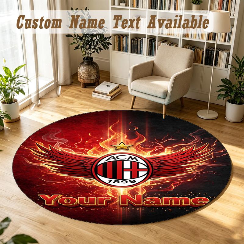 Round Rug Custom NameAC Milan Pattern Non Slip Carpet Home Floor Decor