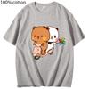 Cute Bubu and DuduT-Shirts  Panda Bear Graphic Shirt Kawaii Women Clothes Men Cotton Tees Short Sleeve Casual Summmer Tops
