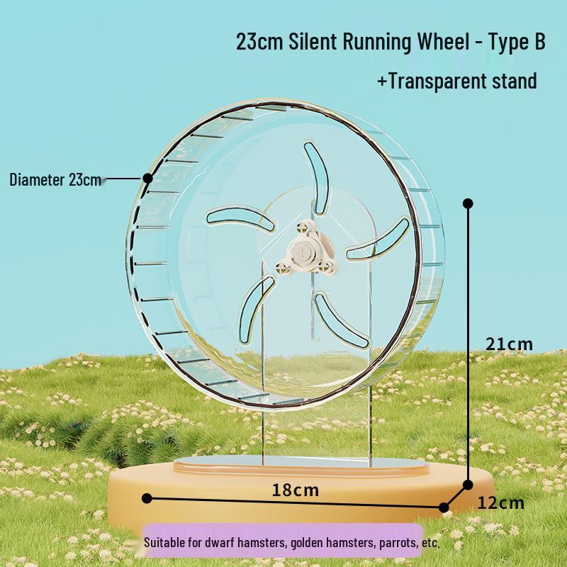 Super Silent Hamster Running Wheel Toy - Large Size Golden Hamster Exercise Ball with Stand for Cage Landscaping.