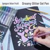 Blue Fruit 12-Color Glitter Gel Pens: Sparkly Neutral Pens for Students, Journals, and Drawings.