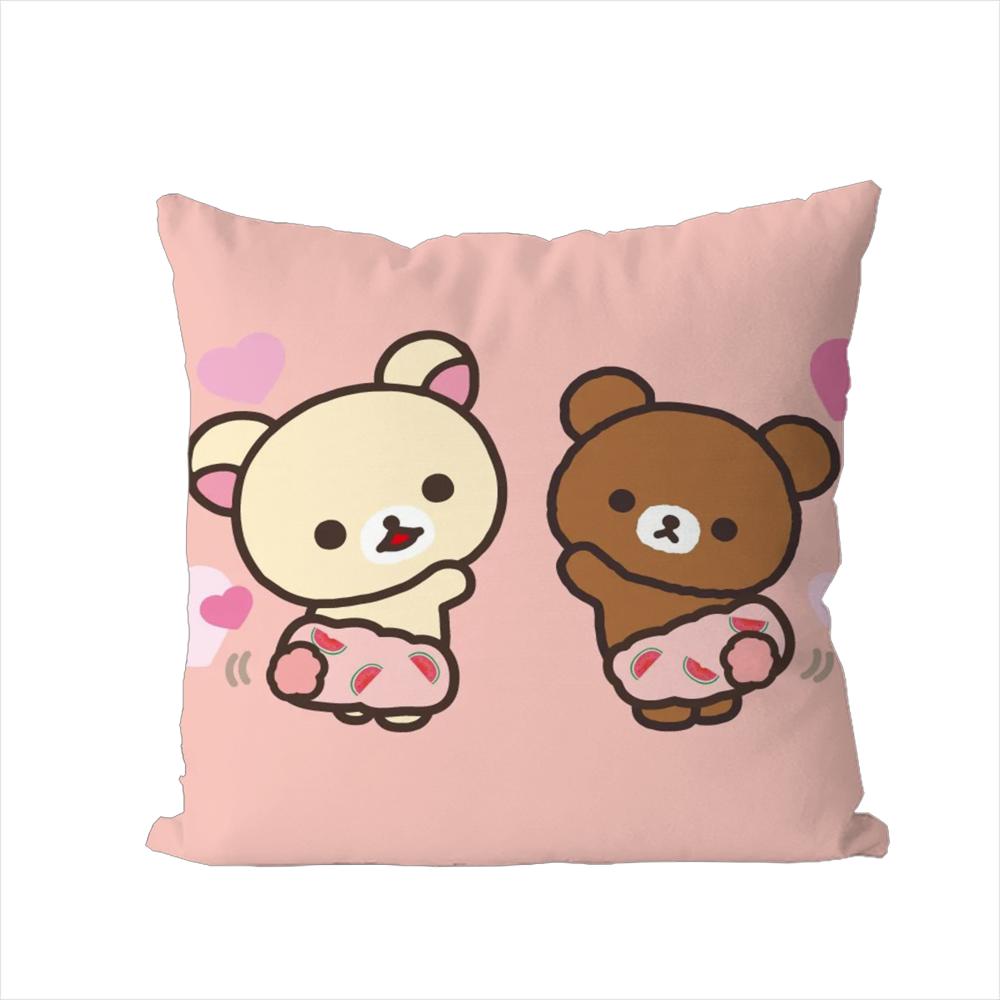 Cute RRilakkuma Pillow Case For Car Sofa Decorative Home Doublesided Print Plush Square Throw Pillow Cushion Cover