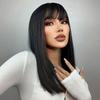 Long Black Wig for Women Black Wig with Bangs Long Straight Black Wig Synthetic