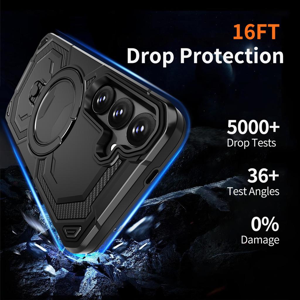 For Samsung Galaxy S24+ Magnetic Case Ring Kickstand PC + TPU Hybrid Phone Cover