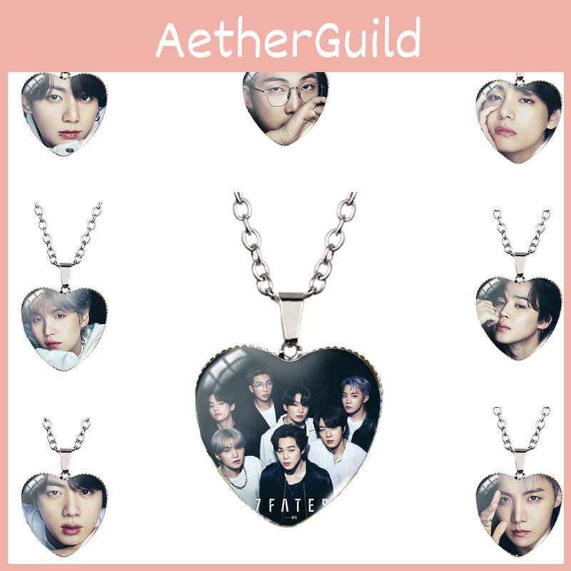Heart Shaped Bts Jewelry Necklace Featuring Beautiful Gemstone Inlaid Design For Fans
