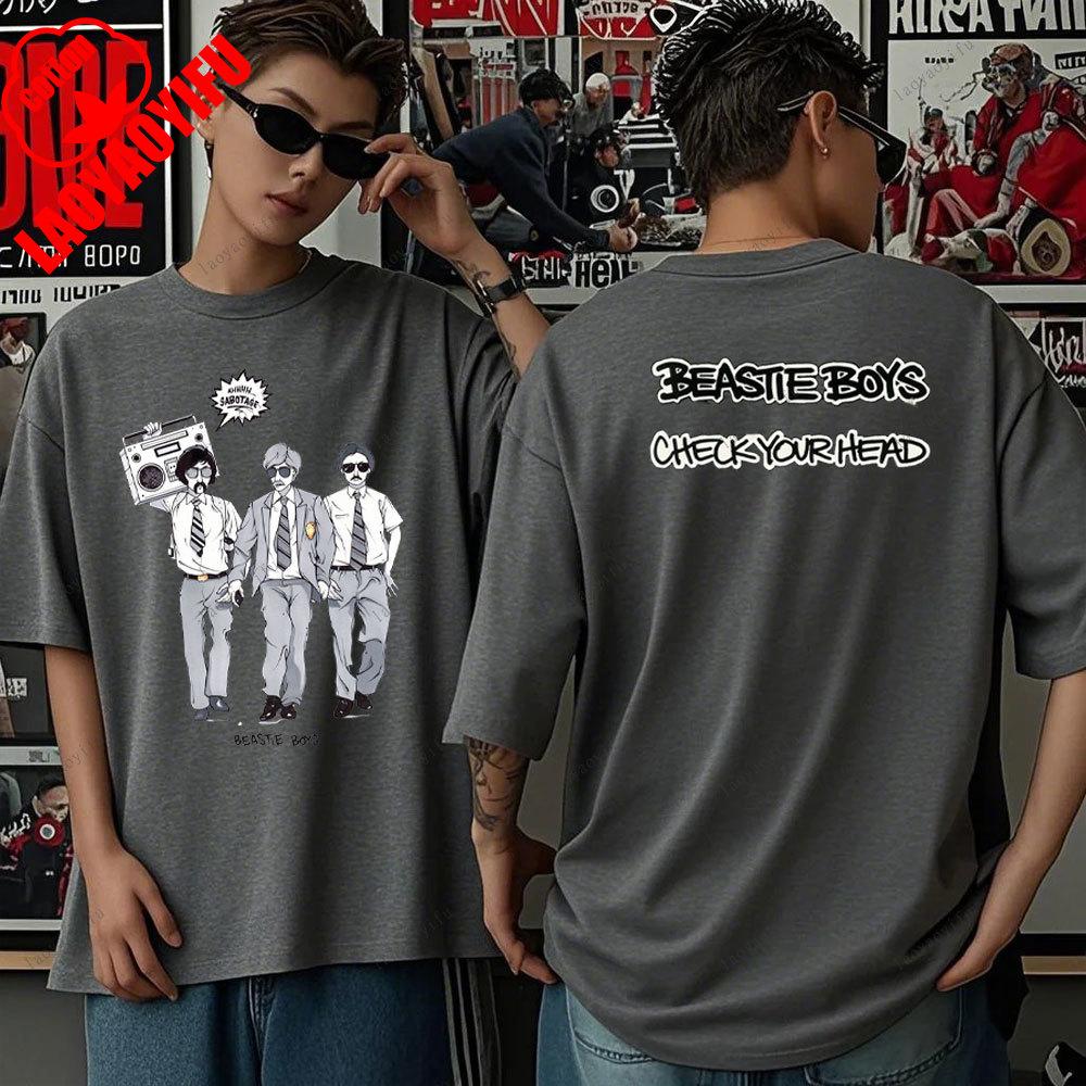 Beastie Boys T-Shirt Check Your Head T-Shirt Amerikanische Hip-Hop-Gruppe Schlichtes Modedesign Kurzarm-T-Shirt